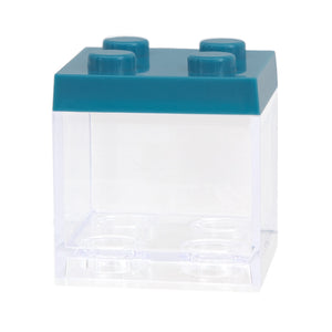 Legoblok Transparant leeg Blauw deksel - Geboortesnoepjes.nl