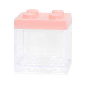 Legoblok Transparant leeg Roze deksel - Geboortesnoepjes.nl