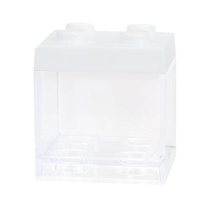 Legoblok Transparant leeg Wit deksel - Geboortesnoepjes.nl