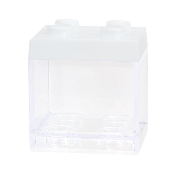 Legoblok Transparant leeg Wit deksel - Geboortesnoepjes.nl