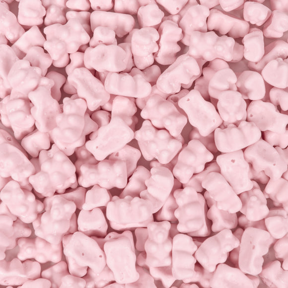 Roze mini vegan gummibeertjes - gelatinevrij - Geboortesnoepjes.nl