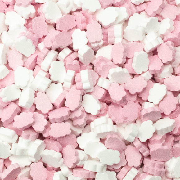 Roze/witte dextrose wolkjes - Geboortesnoepjes.nl