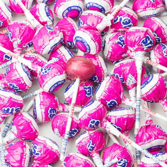 Lolly Roze met kauwgomvulling - Geboortesnoepjes.nl