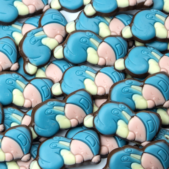 Slapende Chocolade Baby Blauw - Geboortesnoepjes.nl