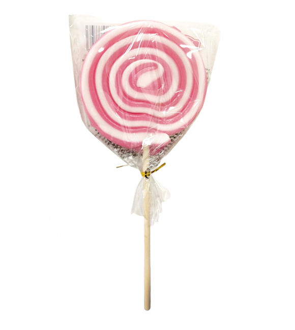 Spiraal lolly roze/wit - Geboortesnoepjes.nl