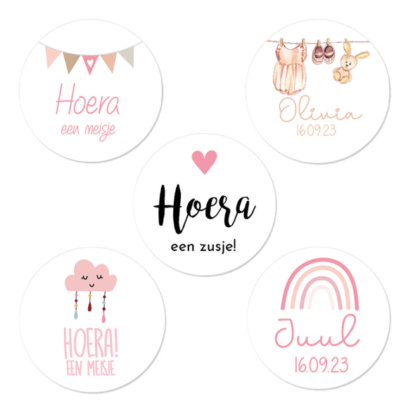 Stickers meisje (vel 35 stuks) - Geboortesnoepjes.nl